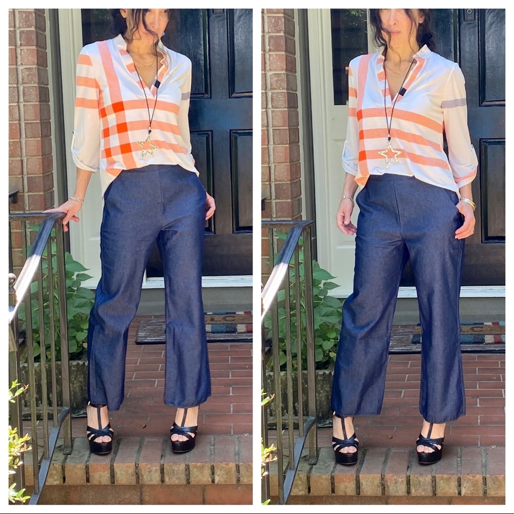 Beige inspired plaid rolled sleeves tunic top - Picture 5 of 16